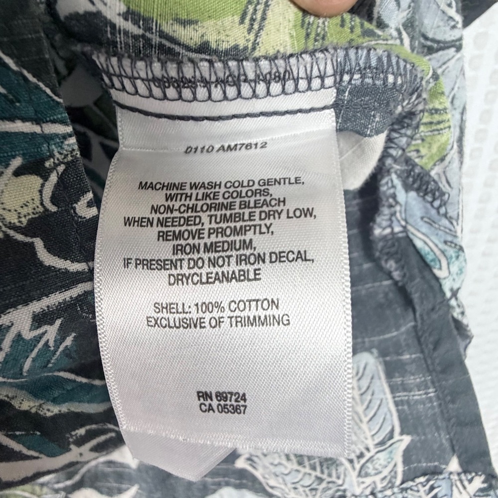 Columbia Men L Blue‎ Gray Short Sleeve Button Up Shirt Tropical Fish Floral - Picture 6 of 11